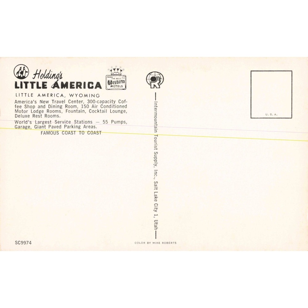Vintage Little America Wyoming Postcard Holdings Travel Center Service Station - Picture 2 of 2